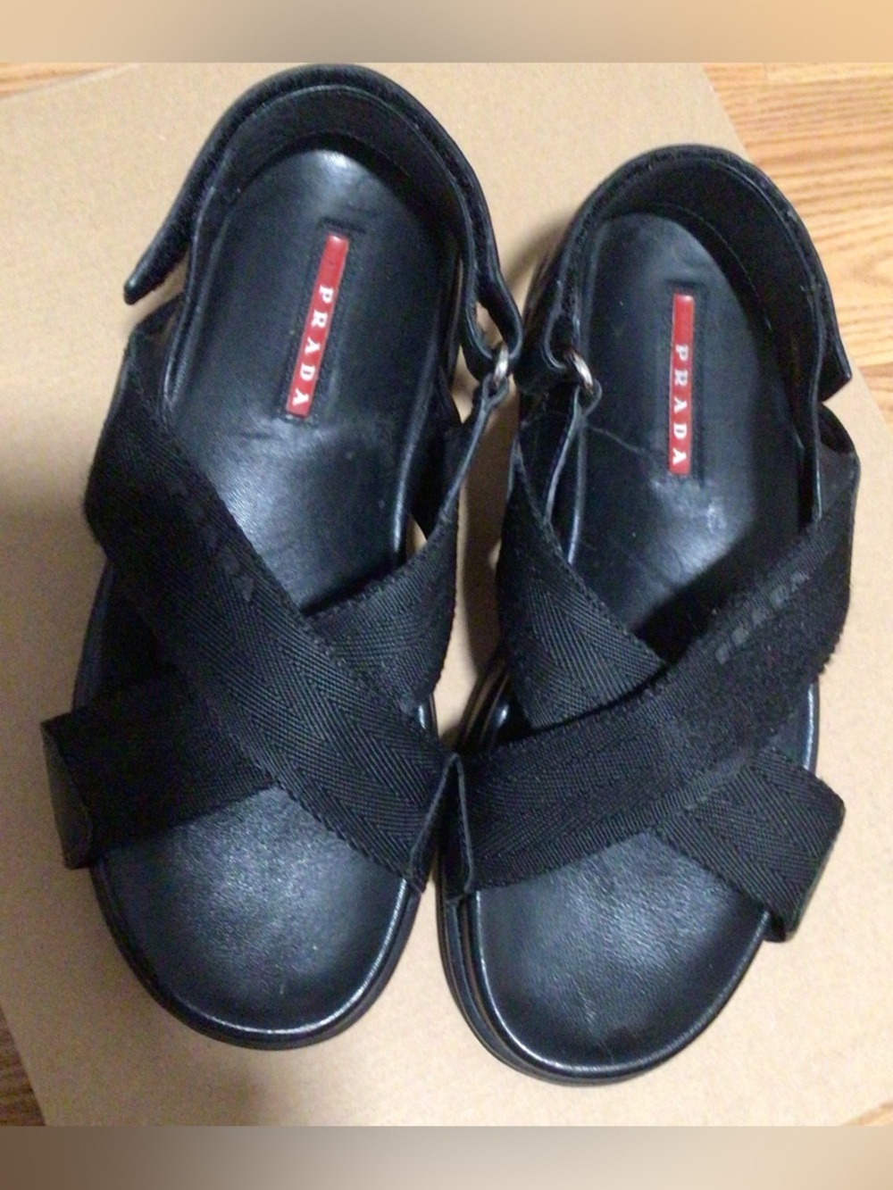 Prada Black Cross-Strap Slingback Sandals. Size 6.5 - Picture 4 of 7